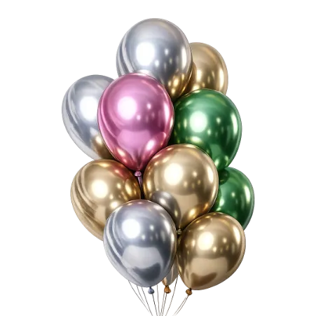 Ballonstrauß Spiegelglanz – Silber - Gold - Pink - Grün | Latexballons mit Mirror Effect