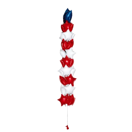 Ballonsäule Folienballons – Sterne | Rot & Weiß