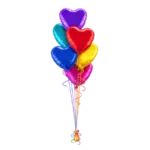 _Ballonstrauß mit Bunten Herzballons in kräftigen Farben