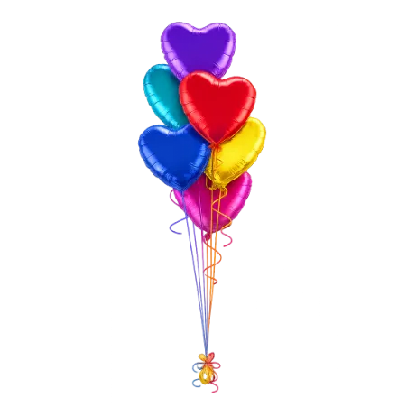_Ballonstrauß mit Bunten Herzballons in kräftigen Farben
