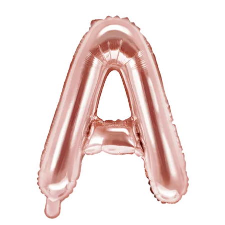 Roségoldener Folienballon in Form des Buchstabens A