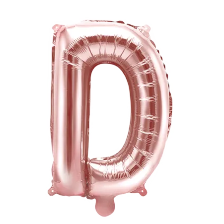 Roségoldener Folienballon in Form des Buchstabens D