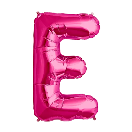 Pinker Folienballon in Form des Buchstabens E
