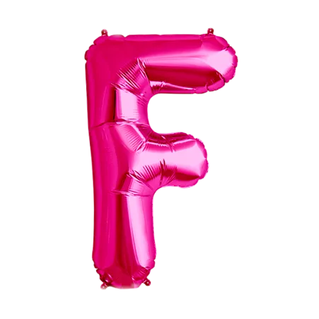 Pinker Folienballon in Form des Buchstabens F