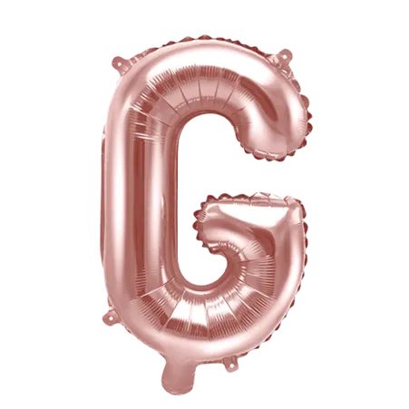 Roségoldener Folienballon in Form des Buchstabens G