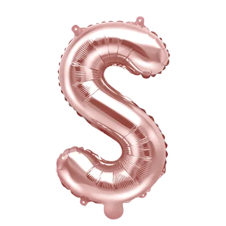 Roségoldener Folienballon in Form des Buchstabens S