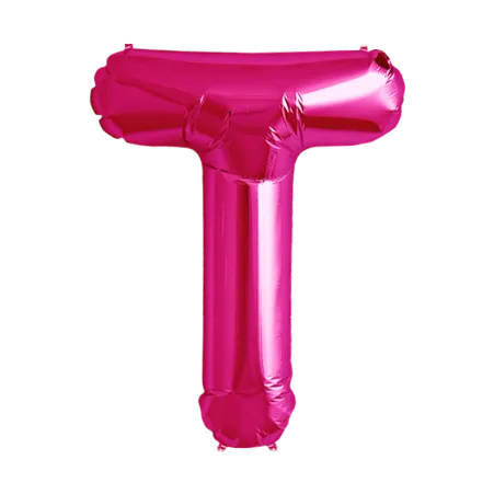 Pinker Folienballon in Form des Buchstabens T
