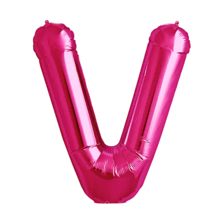 Pinker Folienballon in Form des Buchstabens V