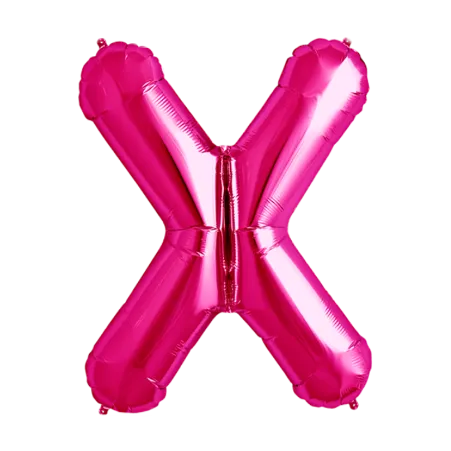 Pinker Folienballon in Form des Buchstabens X
