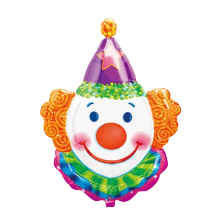 Bunter Folienballon in Form eines Clownkopfes