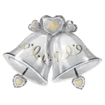 Folienballon Figur – Hochzeitsglocken | Silber