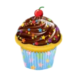 Folienballon Ganzkörperfigur – Cupcake mit bunten Sternen