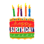 Folienballon Ganzkörperfigur – Happy-Birthday-Torte mit Kerzen