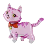 Folienballon Ganzkörperfigur – Rosa Katze mit Schleife