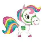 Folienballon Ganzkörperfigur – Pony mit Regenbogenmähne