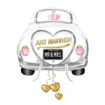 Folienballon Figur – Just Married Auto mit Herzen