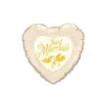 Folienballon Herz – Just Married Turteltauben & Rosen klein | Creme