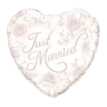 Folienballon Herz – Just Married Rosen groß | Rosa