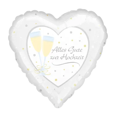 Herz-Folienballon mit Alles-Gute-zur-Hochzeit-Schriftzug, Herzen und Punkten