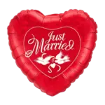 Folienballon Herz – Just Married Turteltauben & Rosen | Rot