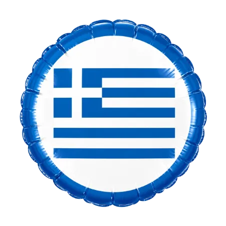 Runder Folienballon mit Griechenland-Flagge in Blau und Weiß