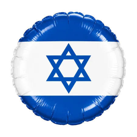 Runder Folienballon mit Israel-Flagge in Blau und Weiß