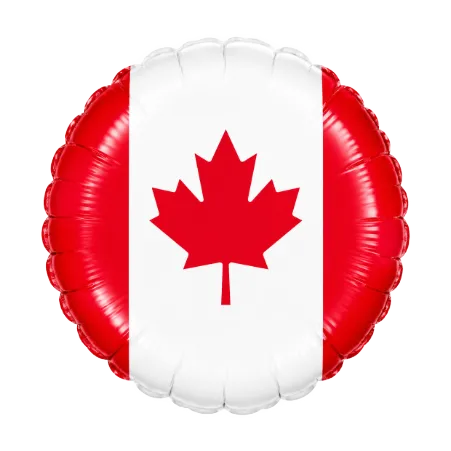 Runder Folienballon mit Kanada-Flagge in Rot und Weiß