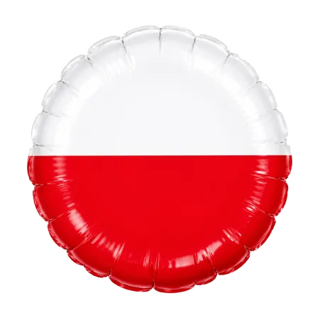 Runder Folienballon mit Polen-Flagge in Weiß und Rot