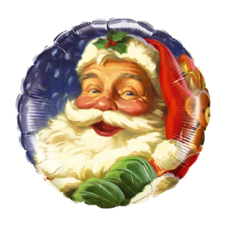 Runder Folienballon mit nostalgischem Santa-Claus-Gesicht