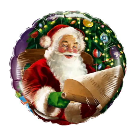 Runder Folienballon mit Santa Claus und dekorativer Schriftrolle
