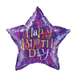 Folienballon Stern – Happy Birthday | Lila