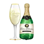 Folienballon Sektflasche & Glas – Mehrfarbig