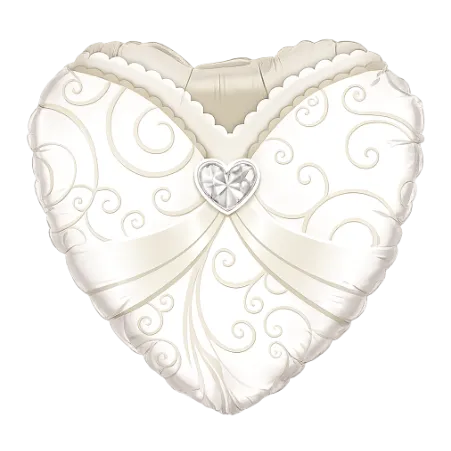 Cremefarbener Herz-Folienballon mit stilisiertem Brautkleid