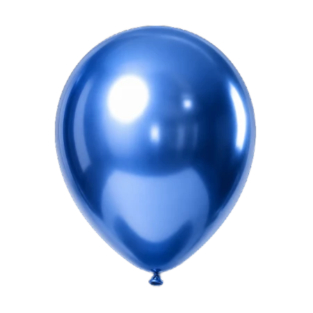Blauer Latexballon in Tropfenform mit spiegelnder Oberfläche