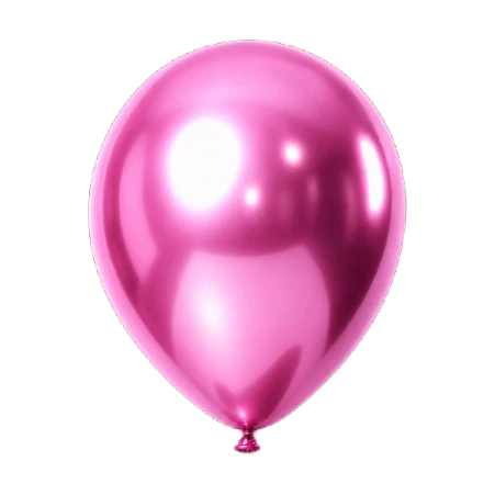 Fuchsiafarbener Latexballon in Tropfenform mit Spiegelglanz