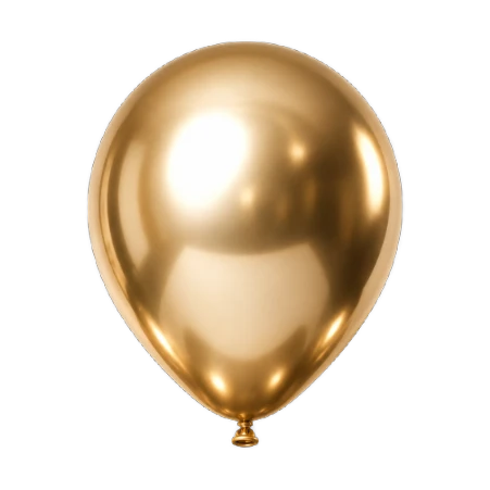 Goldener Latexballon in Tropfenform mit starkem Spiegelglanz