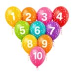 Latexballon mit Motiv Geburtstagszahlen 1 bis 10 – Bunter Mix