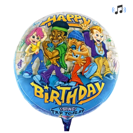 Großer runder Folienballon mit Rapper-Motiv