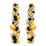 _Ballonsäule Organic Style Selbststehend – Gold-Silber & Schwarz