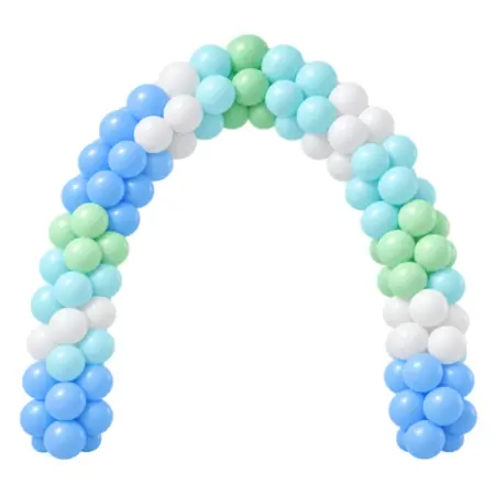 Ballonportal aus Latex &ndash; vierfarbig Blau-Wei&szlig;-Gr&uuml;n-T&uuml;rkis | Blockwechsel