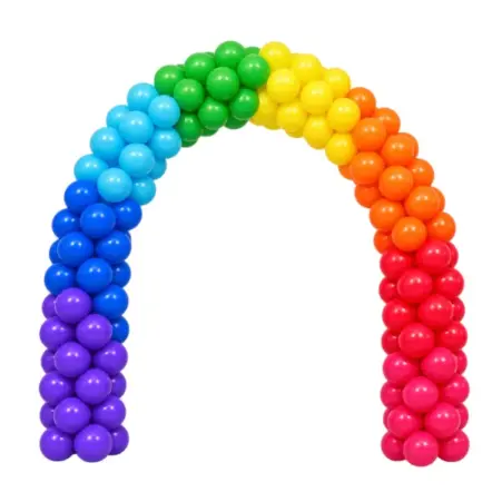 Ballonportal aus Latex &ndash; achtfarbig Regenbogenfarben | Blockwechsel