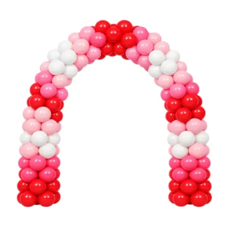 Ballonportal aus Latex &ndash; vierfarbig Rot-Pink-Rosa-Wei&szlig; | Blockwechsel