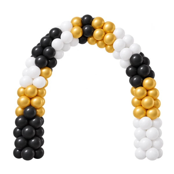 Ballonportal aus Latex – dreifarbig Schwarz-Gold-Weiß | Block