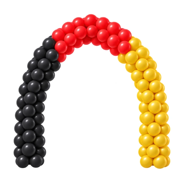 Ballonportal aus Latex – feststehend, Schwarz-Rot-Gold | Block