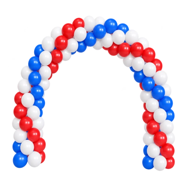 Ballonportal aus Latex – feststehend, Blau-Weiß-Rot | Spirale