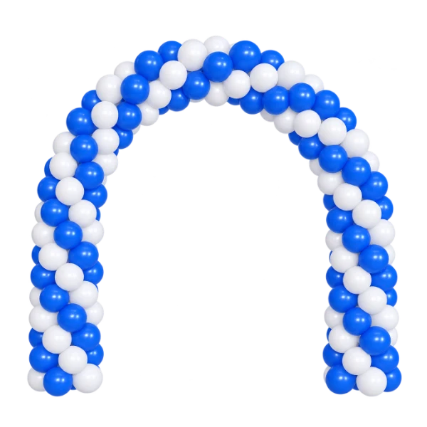 Ballonportal aus Latex – feststehend, Blau-Weiß  | Spirale