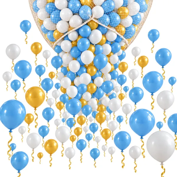 Ballon Massenstart Fallnetz – Latexballons Blau-Weiß-Gold