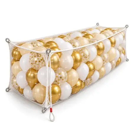 Ballon Massenstart Steignetz &ndash; Latexballons Gold-Wei&szlig;-Creme